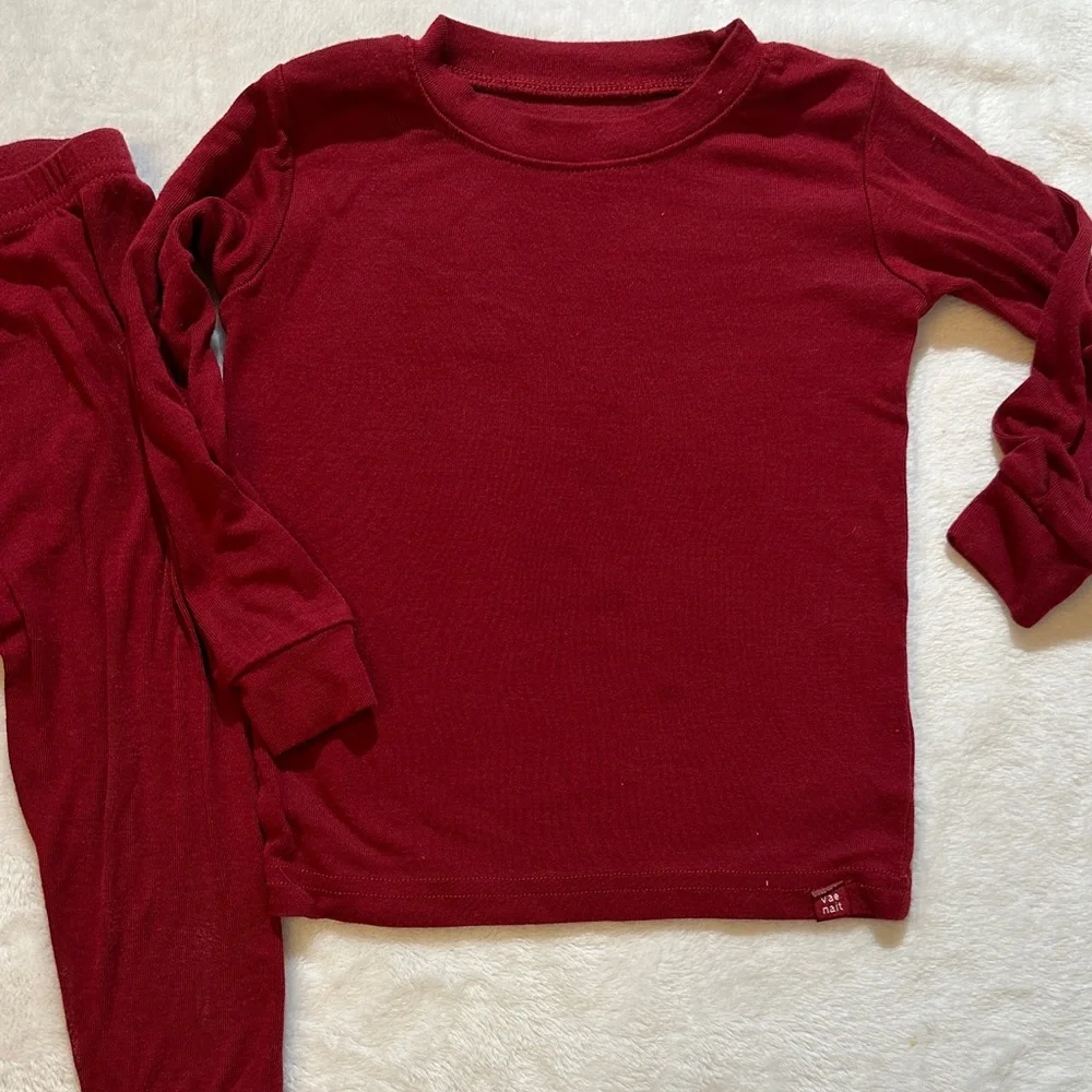 3 sets of children’s pajama sets red & pink solid & floral Burt’s bees